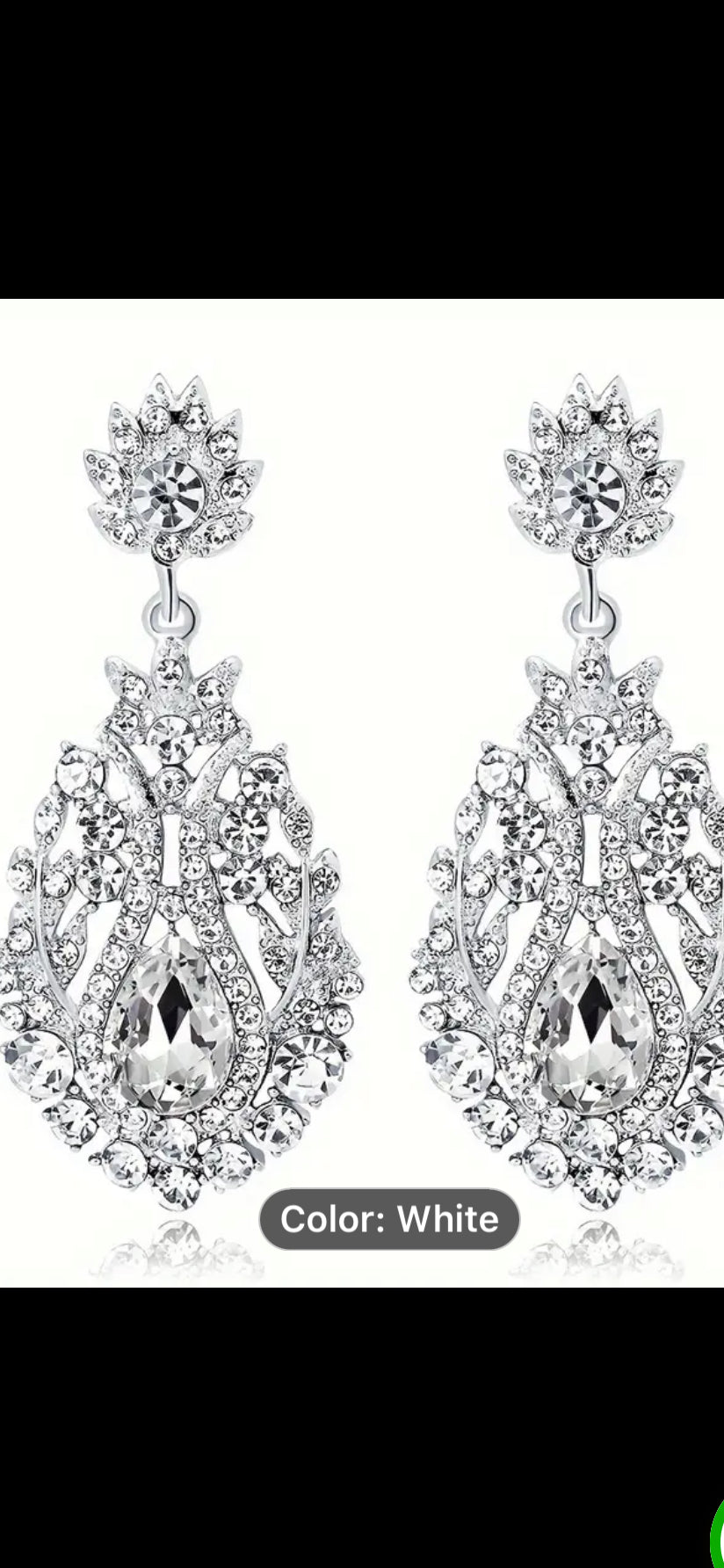 052 Elegant White Rhinestone Drop Earrings For Women - Luxurious Zinc Alloy With Stainless Steel Posts, Perfect For Weddings & Everyday Glamour