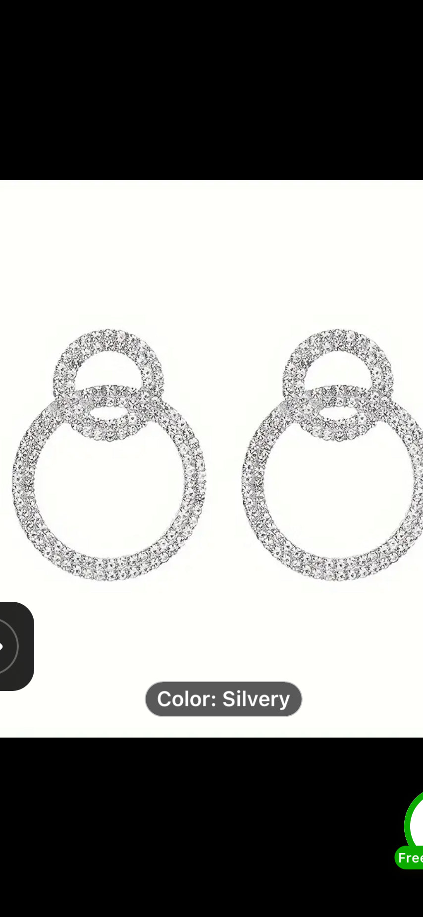 032 Exaggerated Shiny Double Hollow Circle Design Dangle Earrings Alloy Jewelry Rhinestones Inlaid Elegant Luxury Style Wedding Ornaments