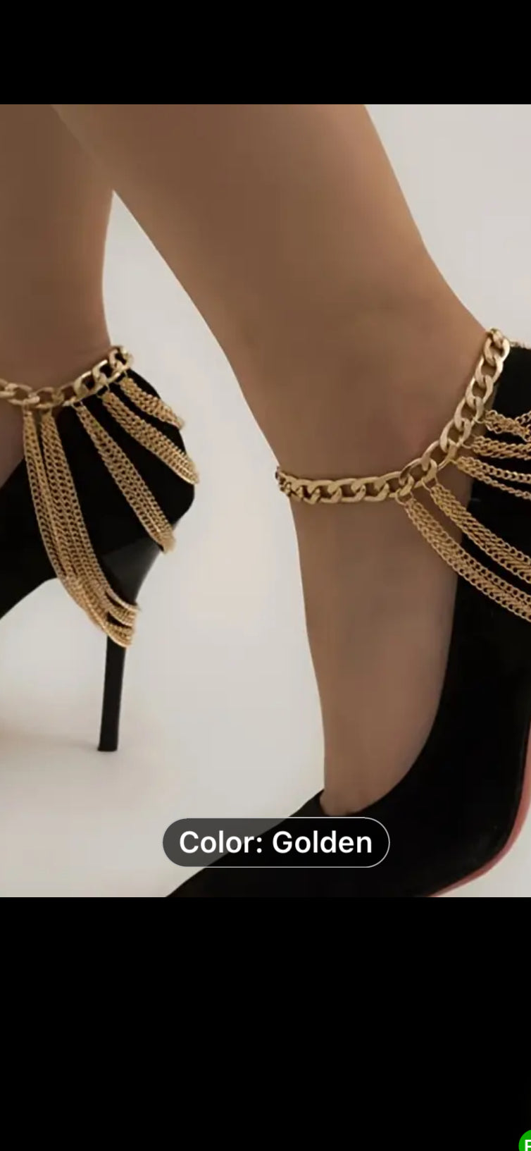 062 Multi-layer Stacking Tassel Foot Chain Geometric Chunky Chain Elegant Sexy Style Women's Golden Anklet For Banquet And Party Wearing