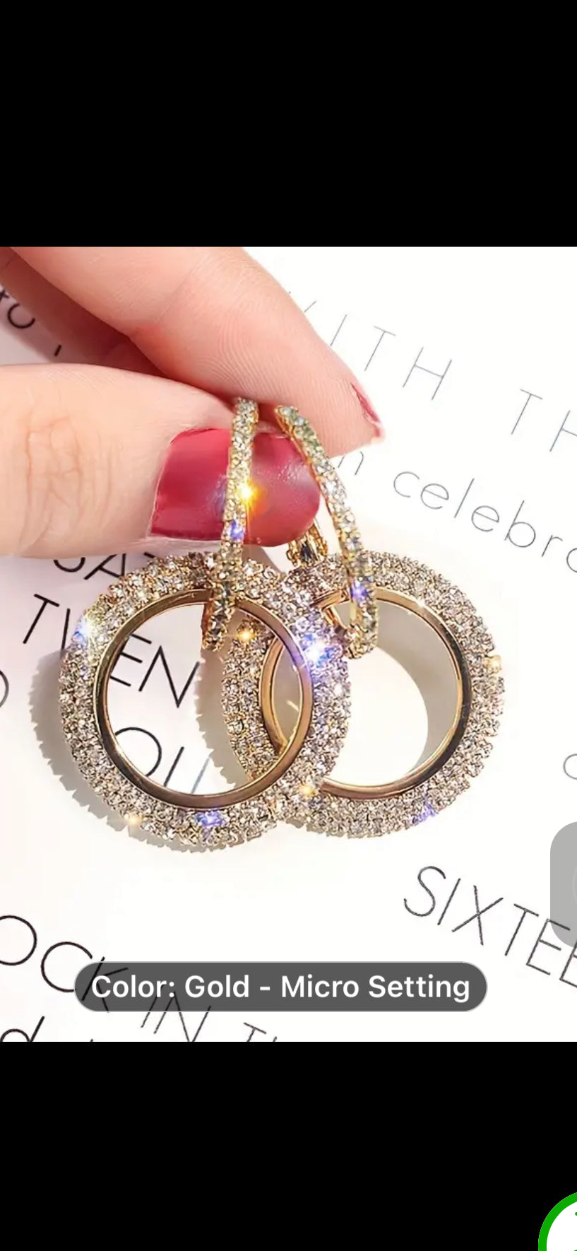 022 Hollow Circle Pendant Full Shiny Rhinestone Decor Hoop Earrings Simple Bling Bling Style Alloy Jewelry Party Earrings