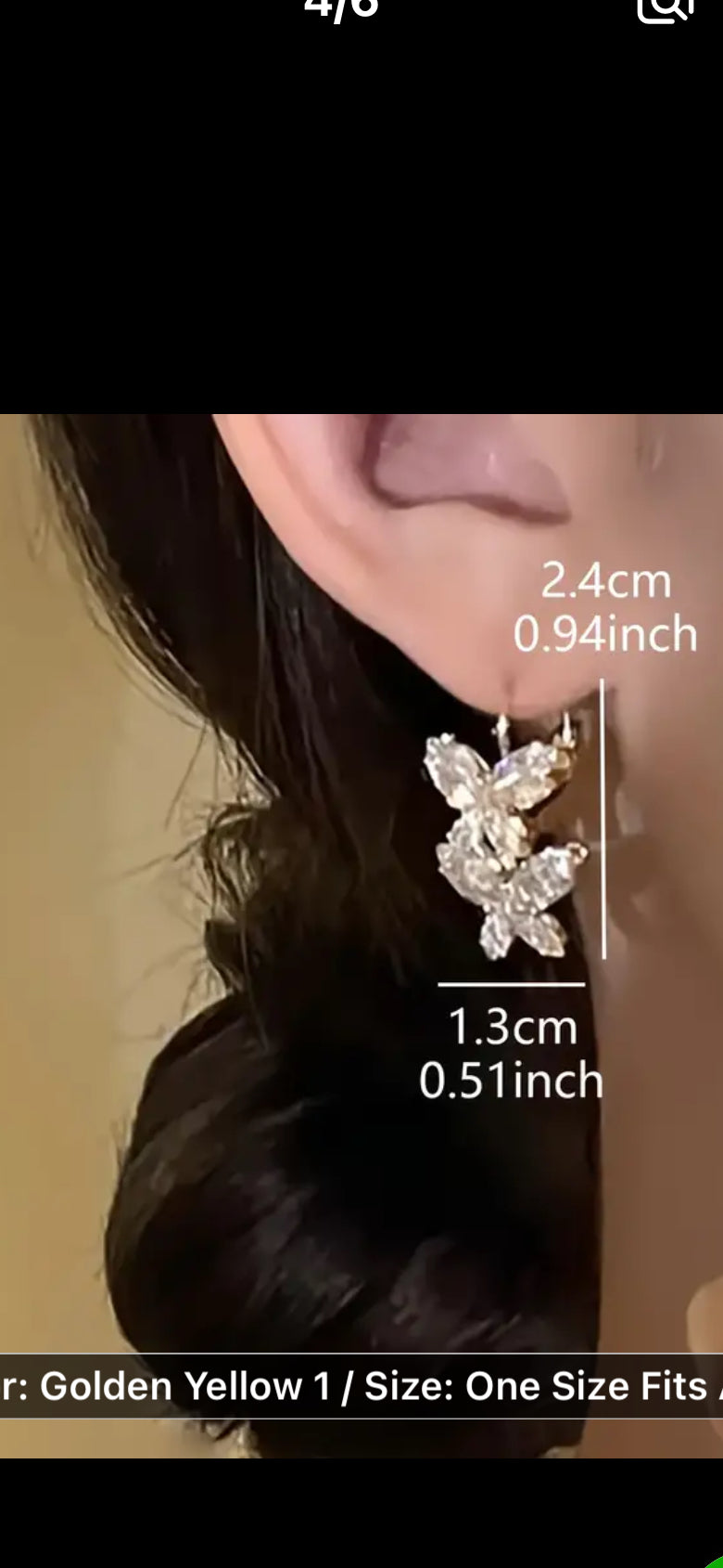 023 Elegant Vintage-Inspired Butterfly Dangle Earrings With Sparkling Zirconia - Perfect For Parties & Gifts, All-Season Copper Fashion Jewelry For Women