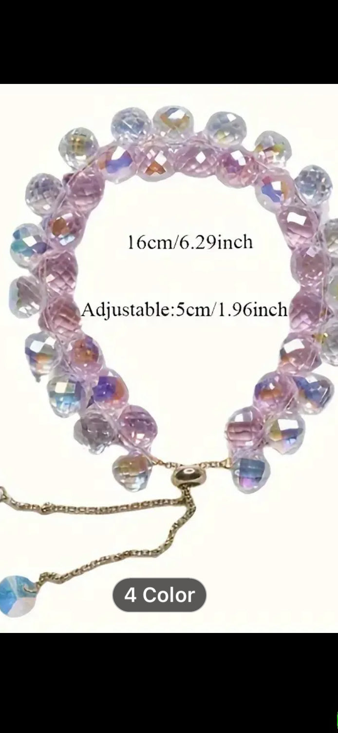 036 1pc Popular And Elegant Faux Crystal Beads Bracelet, Perfect As A Gift For Birthdays Or Any Special Occasion