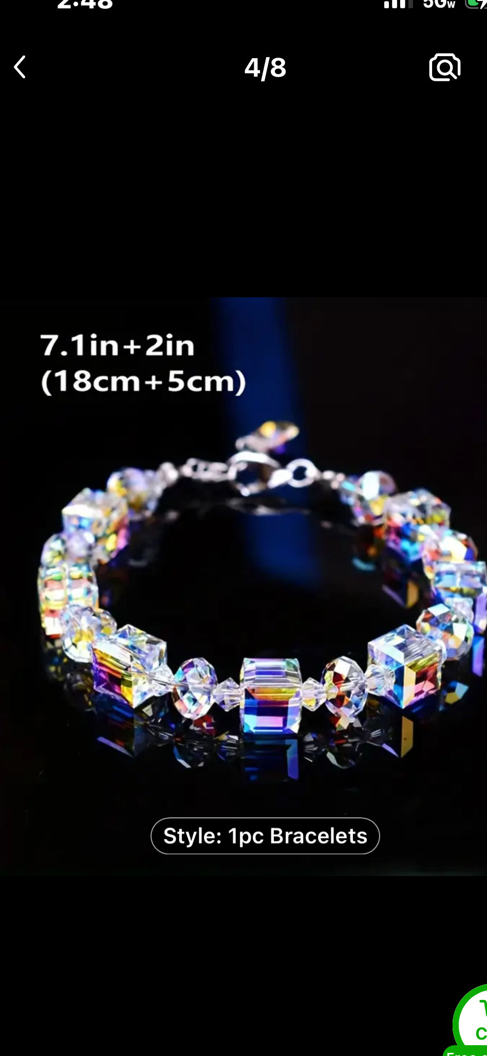 061 1pc Laser Colorful Faux Crystal Beads Beaded Bracelet Luxury Hand Jewelry Accessory