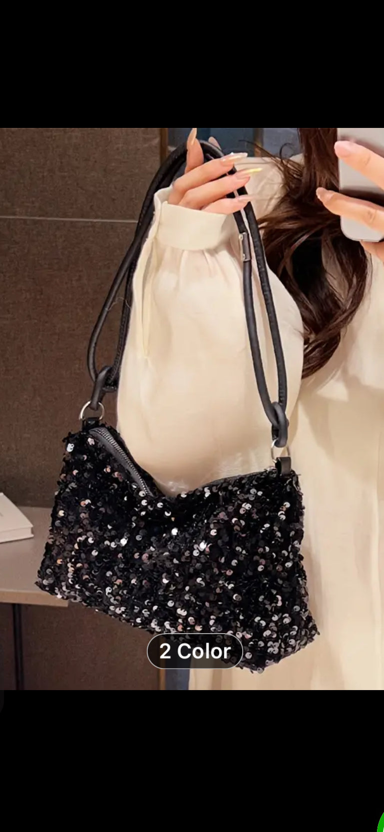 027 Sequined Shoulder Bag For Women, Trendy Casual Small Square Handbag, Versatile Evening Purse With Shoulder Strap