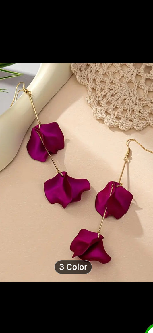 024 Flower Petals Dangle Earrings Elegant Boho Style Acrylic Jewelry Trendy Holiday Ear Ornaments