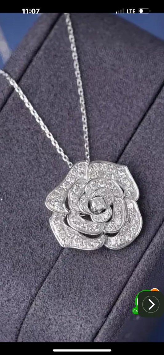 002 Gorgeous Rose Flower Necklace For Women Neck Jewelry Luxury Rose Necklace For Women Wedding Party Jewelry Accessories